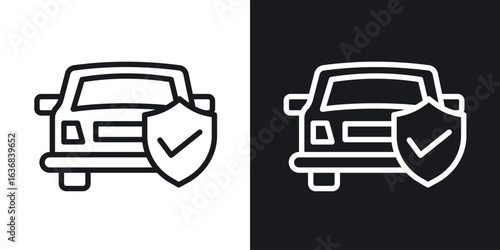 Auto insurance icon vector symbol in Line Art Style for Design, Presentation, Website or Apps Elements.