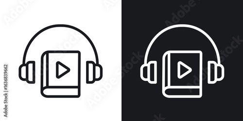 Audiobook icon vector symbol in Line Art Style for Design, Presentation, Website or Apps Elements.