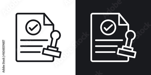 Approved document icon vector symbol in Line Art Style for Design, Presentation, Website or Apps Elements.