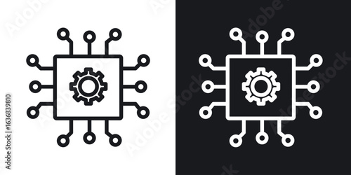 AI chip icon vector symbol in Line Art Style for Design, Presentation, Website or Apps Elements.