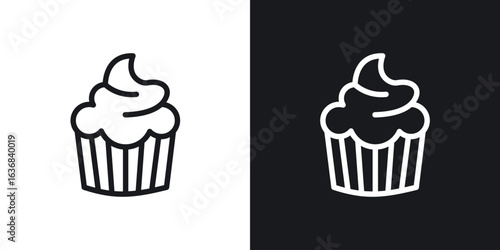 Cupcake icon vector symbol in Line Art Style for Design, Presentation, Website or Apps Elements.