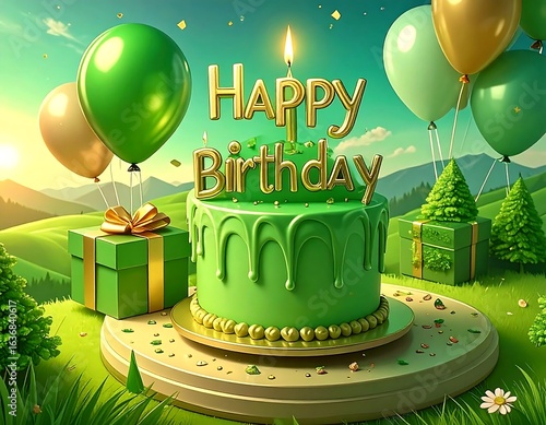happy birthday card with balloons