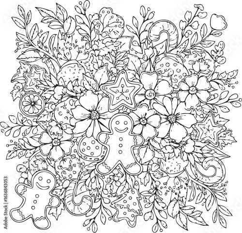 Wallpaper Mural christmas, pattern, flower, vector, floral, design, seamless, vintage, illustration, ornament, decoration, art, wallpaper, nature, decor, texture, element, flowers, mandala, leaf, retro, ornate, lace, Torontodigital.ca