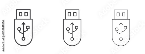 usb drive icon vector Graphics. Black thin lines icons