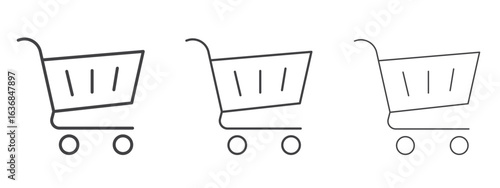Shopping cart icon vector Graphics. Black thin lines icons