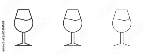 Wine glass icon vector Graphics. Black thin lines icons