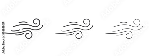 Windy icon vector Graphics. Black thin lines icons