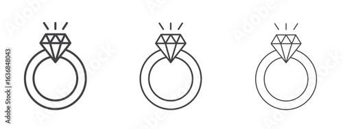 Wedding ring icon vector Graphics. Black thin lines icons