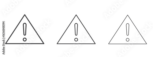 Warning triangle icon vector Graphics. Black thin lines icons