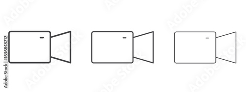 Video call icon vector Graphics. Black thin lines icons