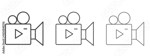 Video camera icon vector Graphics. Black thin lines icons