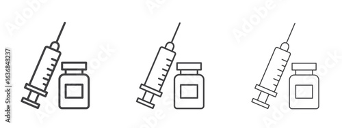 Vaccination icon vector Graphics. Black thin lines icons