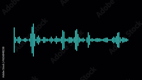 horizontal audio waveform animation on black background, modern sound visualizer for music videos, podcasts, streaming, and motion design