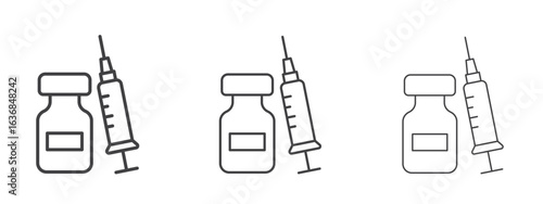 Vaccine vial icon vector Graphics. Black thin lines icons