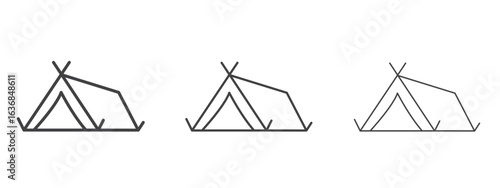 Tent icon vector Graphics. Black thin lines icons