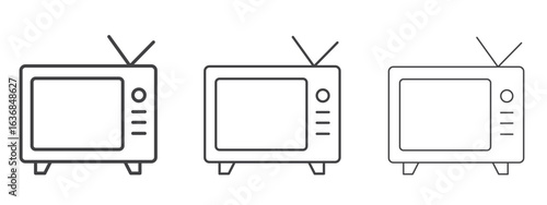 Television icon vector Graphics. Black thin lines icons