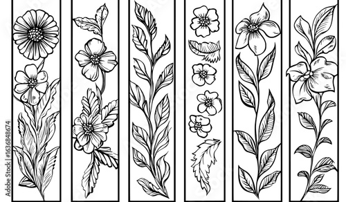 Ornamental and floral elements, including lace and roses, are combined in traditional and vintage design templates with modern touches for use on wedding invitation cards and bookmarks