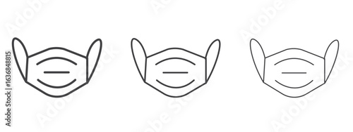 Surgical mask icon vector Graphics. Black thin lines icons