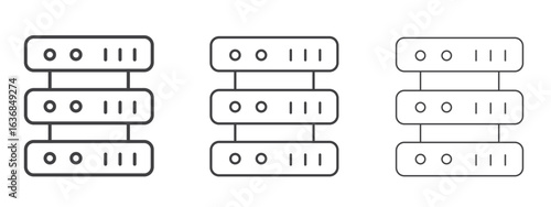 Server rack icon vector Graphics. Black thin lines icons