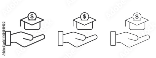 Scholarship fund icon vector Graphics. Black thin lines icons