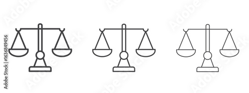Scales of justice icon vector Graphics. Black thin lines icons