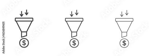 Sales funnel icon vector Graphics. Black thin lines icons
