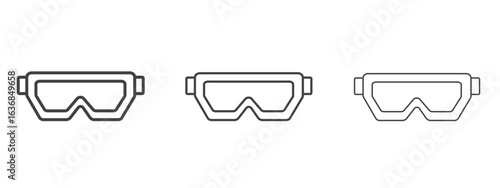 Safety goggles icon vector Graphics. Black thin lines icons