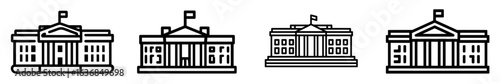 The residence of the president of the United States of America is depicted in a White House line art modern icon for apps and websites