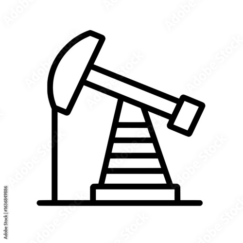 An oil pump jack or petrol pumpjack depicted as a modern flat icon for gasoline-focused apps and websites