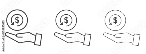 Refund icon vector Graphics. Black thin lines icons