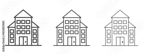 Real estate icon vector Graphics. Black thin lines icons