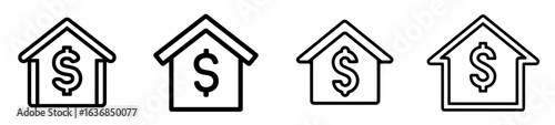Modern flat icon for apps and websites representing home or house buying and real estate investment