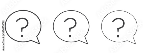 Question mark icon vector Graphics. Black thin lines icons