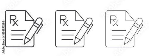 Prescription icon vector Graphics. Black thin lines icons