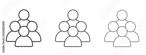 People group icon vector Graphics. Black thin lines icons