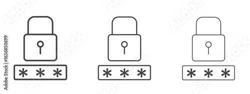 Password icon vector Graphics. Black thin lines icons
