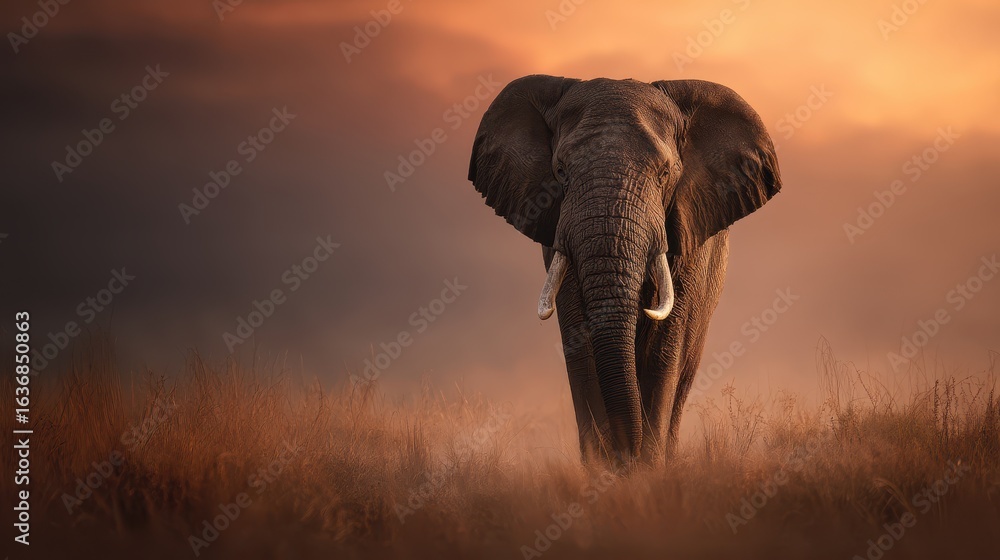 Obraz premium elephant in the sunset