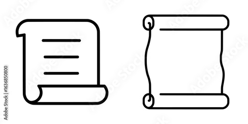 Vintage parchment paper featuring ancient text as a modern flat icon suitable for gaming and websites