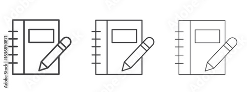 Notebook icon vector Graphics. Black thin lines icons