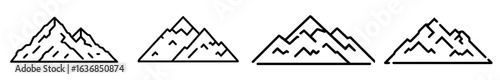 Modern outdoor apps and websites can be represented by a flat icon of two snow-covered mountain peaks