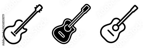 Modern flat icon of an acoustic guitar for use in music-related applications and websites
