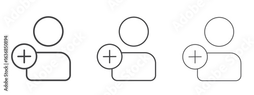 New account icon vector Graphics. Black thin lines icons