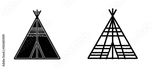 Flat icon of a camping tent or tipi for use on apps and websites at an outdoor camp