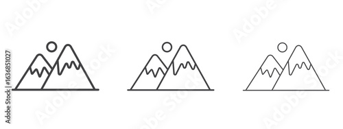 Mountain icon vector Graphics. Black thin lines icons