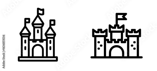 A flat base icon representing a castle fortress or citadel for games and websites