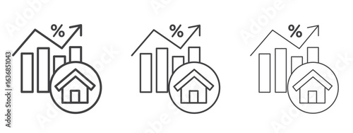 Mortgage icon vector Graphics. Black thin lines icons