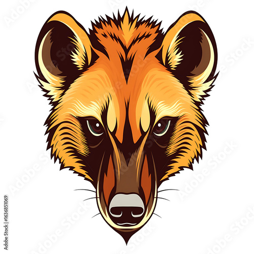 Hyena head, hyena head logo, multiple colors to make it more visible and attractive, close-up, transparent background