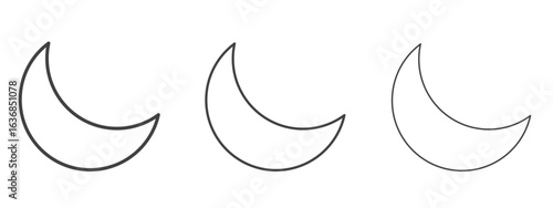 Moon icon vector Graphics. Black thin lines icons
