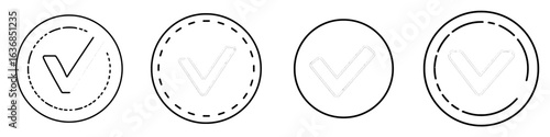 A green circle is used to confirm a checkbox or check box line art icon for apps and websites