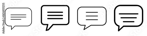 Iconic representation of customer feedback or discussion available for application and website utilization through chat line art